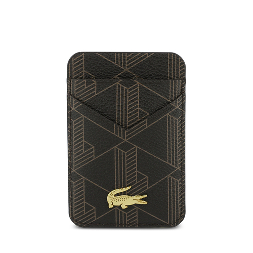 Lacoste Orjinal Lisanslı 2 Hazneli PVC Karışık Monogram Desenli Magnetik Kartlık