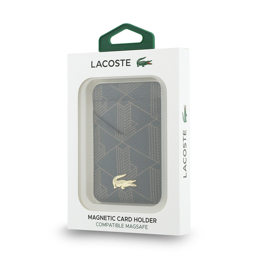 Lacoste Orjinal Lisanslı 2 Hazneli PVC Karışık Monogram Desenli Magnetik Kartlık