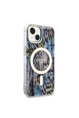 iPhone 14 Uyumlu Kılıf GUESS Magsafe Şarj Özellikli Leopar Desenli Kapak