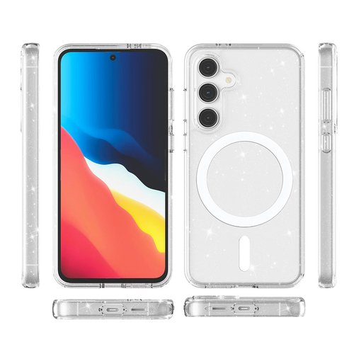 Galaxy S24 FE Kılıf Magsafe Şarj Özellikli Parlayan Simli Saydam Renkli Allstar Kapak