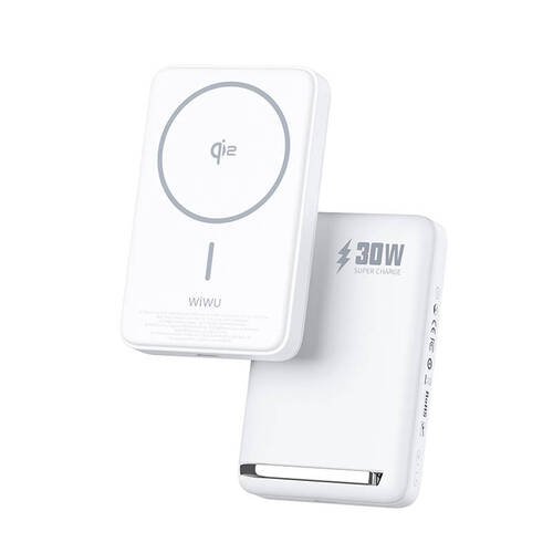 Wiwu Wi-P031 Qi2.0 LED Işık Göstergeli Standlı 30W Taşınabilir Magsafe Wireless Powerbank 10.000mAh