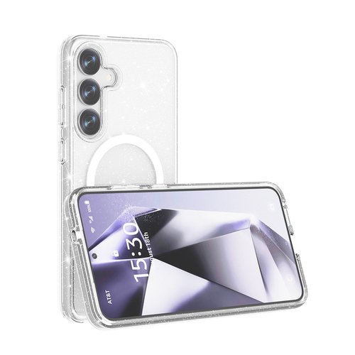 Galaxy S25 Kılıf Magsafe Şarj Özellikli Parlayan Simli Saydam Renkli Allstar Kapak