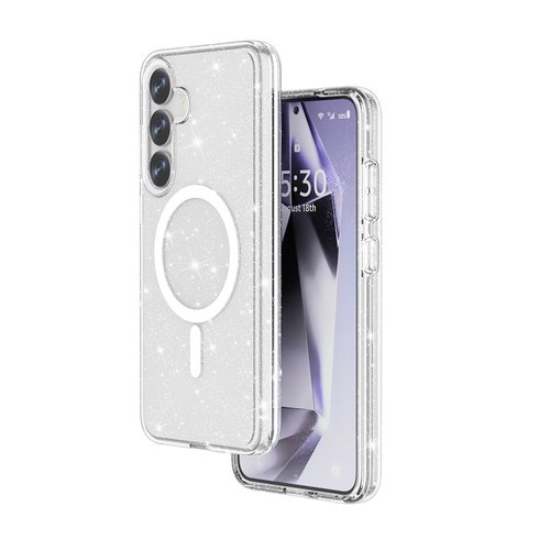 Galaxy S25 Plus Kılıf Magsafe Şarj Özellikli Parlayan Simli Saydam Renkli Allstar Kapak