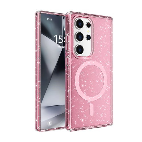 Galaxy S25 Ultra Kılıf Magsafe Şarj Özellikli Parlayan Simli Saydam Renkli Allstar Kapak