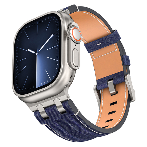 Apple Watch 44mm KRD-153 Kot Kumaş Tasarımlı Kordon Uyumlu Kordon Kot Kumaş Tasarımlı KRD-153