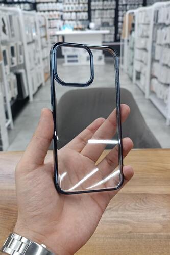 iPhone 15 Pro Kılıf Kamera ve Lens Korumalı Şeffaf Renkli Çerçeveli Sert PC Lüx Kapak