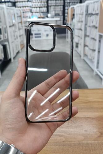 iPhone 15 Pro Max Kılıf Kamera ve Lens Korumalı Şeffaf Renkli Çerçeveli Sert PC Lüx Kapak