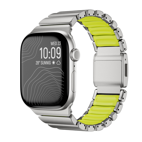 Apple Watch 44mm Uyumlu Kordon Metal Kasa Silikon İç Kısım Tasarım