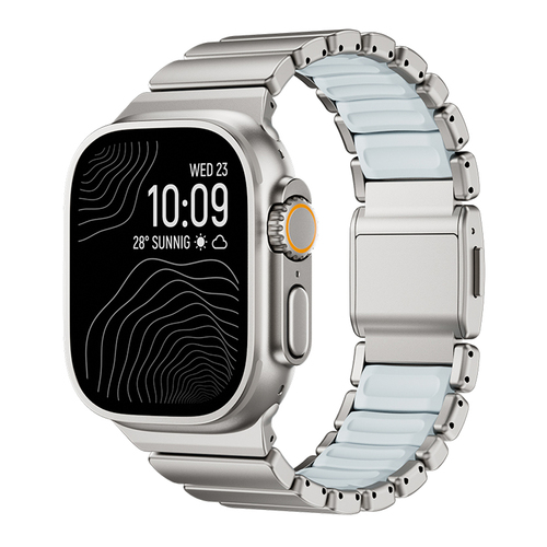 Apple Watch Ultra 49mm Uyumlu Kordon Metal Kasa Silikon İç Kısım Tasarım
