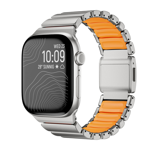 Apple Watch 10 46mm Uyumlu Kordon Metal Kasa Silikon İç Kısım Tasarım