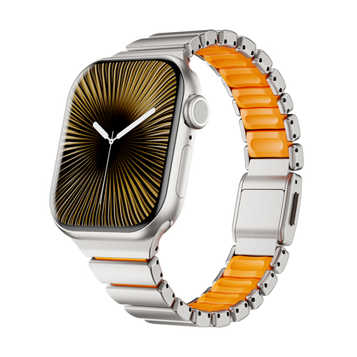 Apple Watch 10 42mm Uyumlu Kordon Premium Metal Kasa Silikon İç Kısım Tasarım