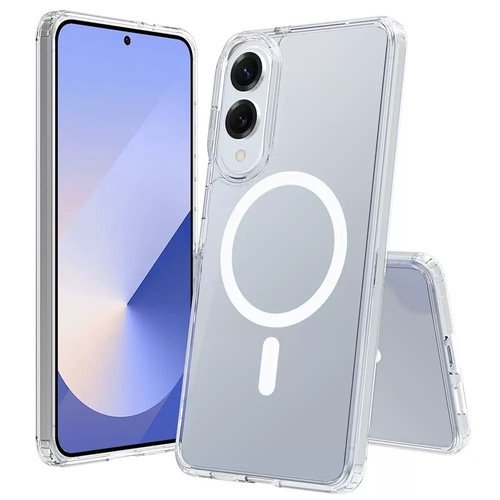 Galaxy S25 Edge Kılıf Magsafe Şarj Özellikli Şeffaf Sert PC Embos Kapak