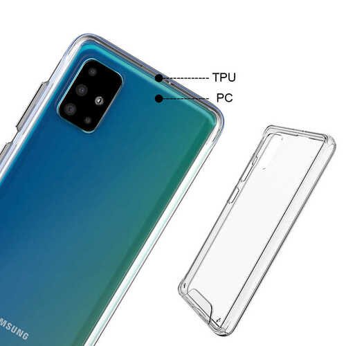 Galaxy A51 Kenarları Silikon Yüzeyi Sert Şeffaf Gard Kılıf