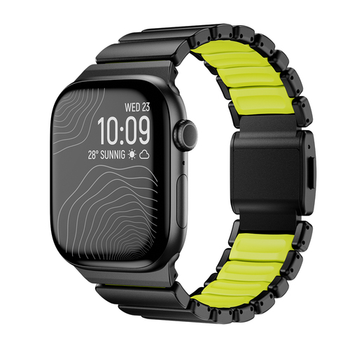 Apple Watch 10 46mm Uyumlu Kordon Premium Metal Kasa Silikon İç Kısım Tasarım