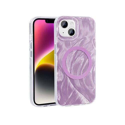 iPhone 15 Plus Kılıf Magsafe Şarj Özellikli Fırça Boya Desenli Brush Paint Patterned Kapak