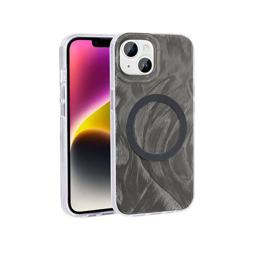 iPhone 15 Plus Kılıf Magsafe Şarj Özellikli Fırça Boya Desenli Brush Paint Patterned Kapak