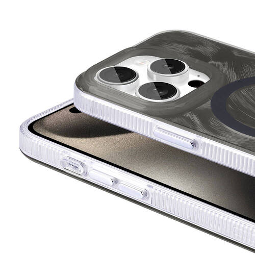 iPhone 15 Pro Max Kılıf Magsafe Şarj Özellikli Fırça Boya Desenli Brush Paint Patterned Kapak