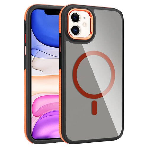iPhone 11 Kılıf Magsafe Şarj Özellikli Mat Görünümlü Orange Style Kapak