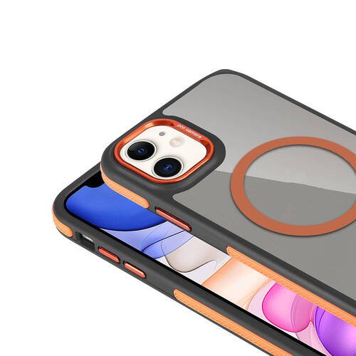 iPhone 11 Kılıf Magsafe Şarj Özellikli Mat Görünümlü Orange Style Kapak