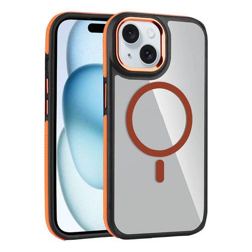 iPhone 14 Kılıf Magsafe Şarj Özellikli Mat Görünümlü Orange Style Kapak
