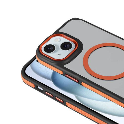 iPhone 14 Kılıf Magsafe Şarj Özellikli Mat Görünümlü Orange Style Kapak