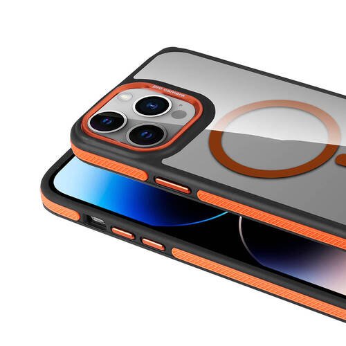 iPhone 14 Pro Kılıf Magsafe Şarj Özellikli Mat Görünümlü Orange Style Kapak