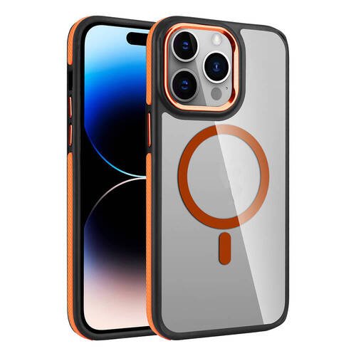 iPhone 14 Pro Max Kılıf Magsafe Şarj Özellikli Mat Görünümlü Orange Style Kapak