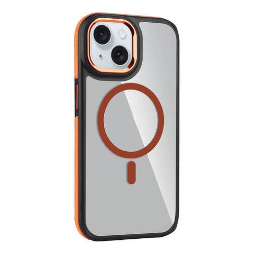 iPhone 15 Kılıf Magsafe Şarj Özellikli Mat Görünümlü Orange Style Kapak