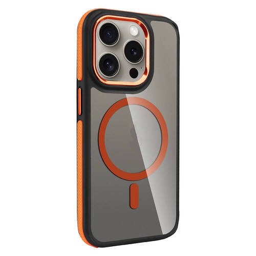 iPhone 15 Pro Kılıf Magsafe Şarj Özellikli Mat Görünümlü Orange Style Kapak