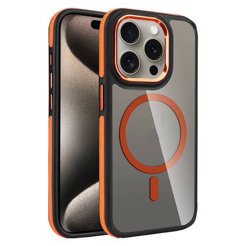 iPhone 15 Pro Max Kılıf Magsafe Şarj Özellikli Mat Görünümlü Orange Style Kapak