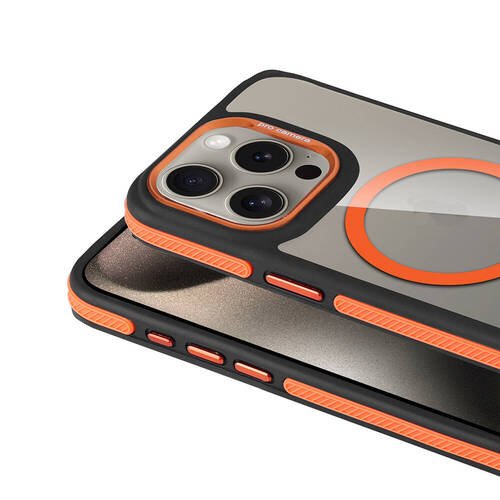 iPhone 15 Pro Max Kılıf Magsafe Şarj Özellikli Mat Görünümlü Orange Style Kapak
