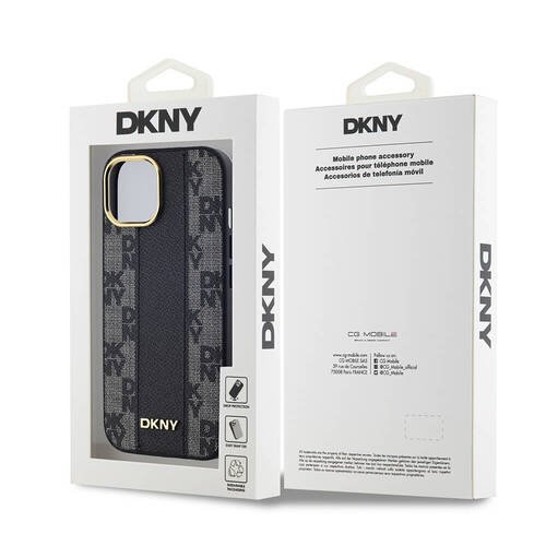 Apple iPhone 15 Kılıf DKNY Orjinal Lisanslı MagSafe Şarj Özellikli 3D Yazılı Checkered Pattern Kapak