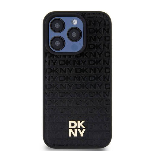 Apple iPhone 15 Pro Kılıf DKNY Orjinal Lisanslı Magsafe Şarj Özellikli 3D Yazılı Repeat Pattern Kapak