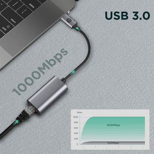 QG03 USB-A to RJ45 USB 3.0 Ethernet Dönüştürücü Kablo 1000Mbps 22cm