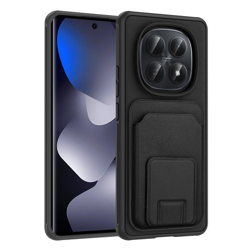 Redmi Note 15 5G Kılıf Kartlıklı Manyetik Standlı PU Deri Görünümlü Lüx Kapak