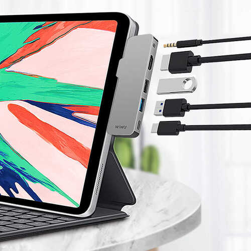 Wiwu T5 5 In 1 1-USB 3.0 1-USB 2.0 1-HDMI 1-TYPE-C Type-C Hub