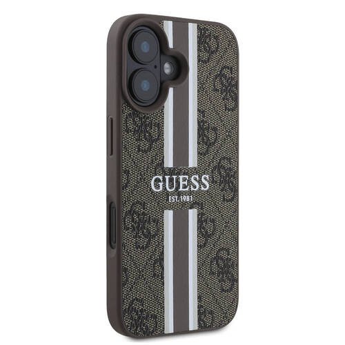 Apple iPhone 16 Kılıf Guess Orjinal Lisanslı Magsafe Şarj Özellikli 4G Şerit Tasarımlı Printed Kapak