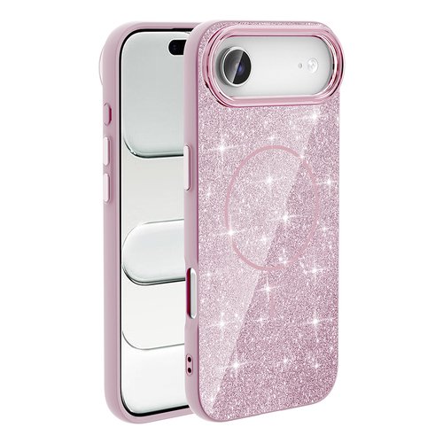 iPhone 17 Air Kılıf Magsafe Şarj Özellikli Parlayan Simli Okso Kapak