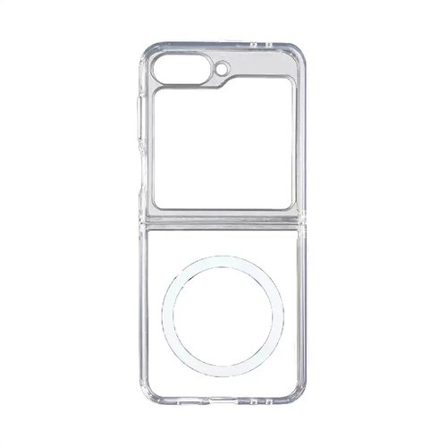 Galaxy Z Flip 7 Kılıf Magsafe Şarj Özellikli Şeffaf Sert PC Embos Kapak