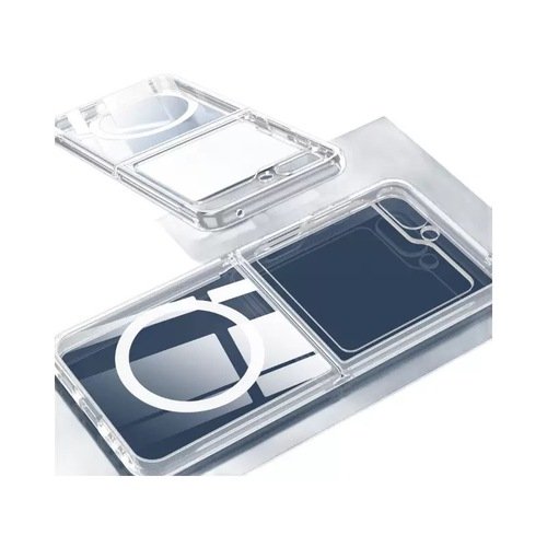 Galaxy Z Flip 7 Kılıf Magsafe Şarj Özellikli Şeffaf Sert PC Embos Kapak