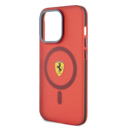 iPhone 15 Pro Max Uyumlu Kılıf Ferrari Orjinal Lisanslı Magsafe Özellikli Kontrast Bumper Kırmızı