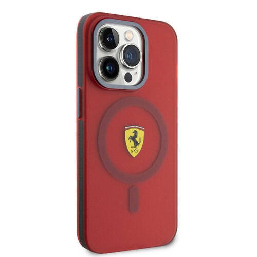 iPhone 15 Pro Max Uyumlu Kılıf Ferrari Orjinal Lisanslı Magsafe Özellikli Kontrast Bumper Kırmızı