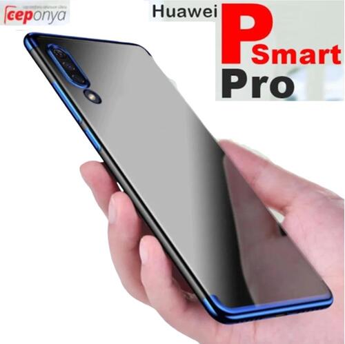 P Smart Pro 2019 Köşeleri Renkli Şeffaf Kamera Korumalı Kılıf