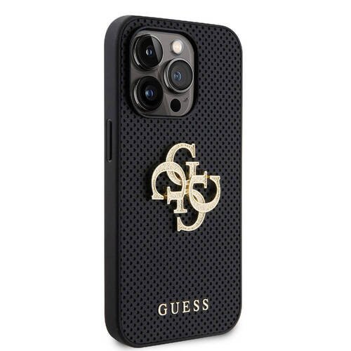 iPhone 15 Pro Max Uyumlu Kılıf Guess Orjinal Lisanslı Delikli 4G Glitter Büyük Metal Logolu Siyah