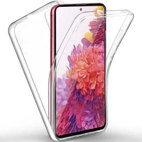 Galaxy A12 Kılıf 360 Tam Koruma Şeffaf Silikon