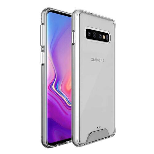 Galaxy S10 Plus Kenarları Silikon Yüzeyi Sert Şeffaf Kılıf