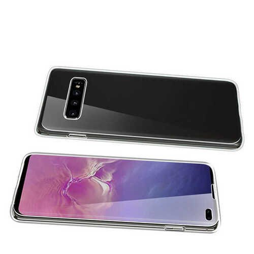 Galaxy S10 Kılıf 360 Tam Koruma Şeffaf Silikon