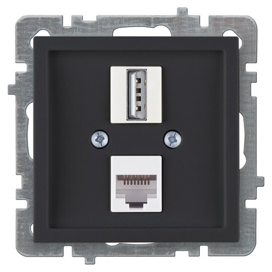 Touran / Alegra Siyah Data CAT5 RJ45+USB Konnektör (Jaklı) (Şarj Etme Özelliği Yoktur)