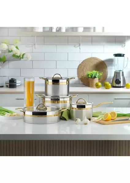 SCHAFER GOLDEN LİNE ÇLK TNCERE SET 8 PRÇ İNOX