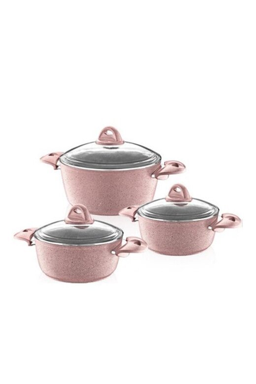 SAFLON 6 LI GRANİT TENCERE SET PEMBE